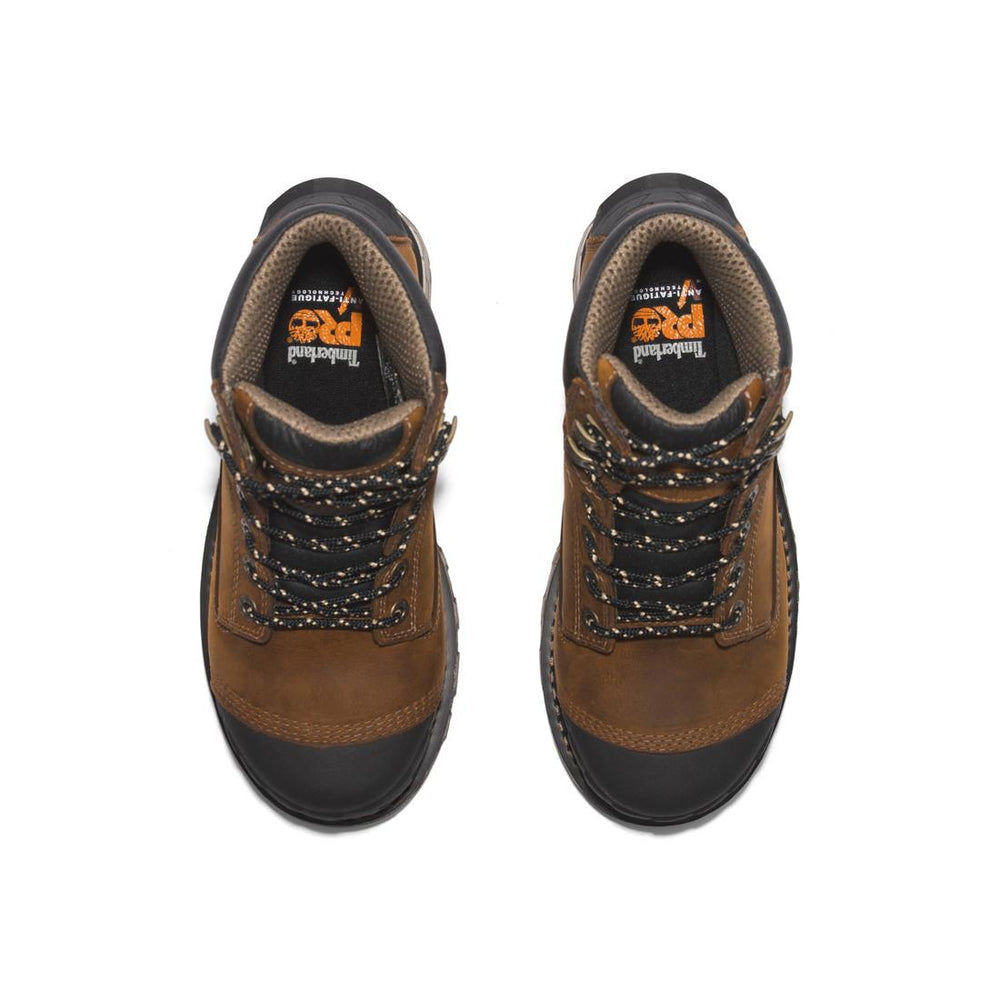 Timberland Pro Women's Boondock 6 Inch Composite-Toe Waterproof Work Boot Brown Heel-Back View