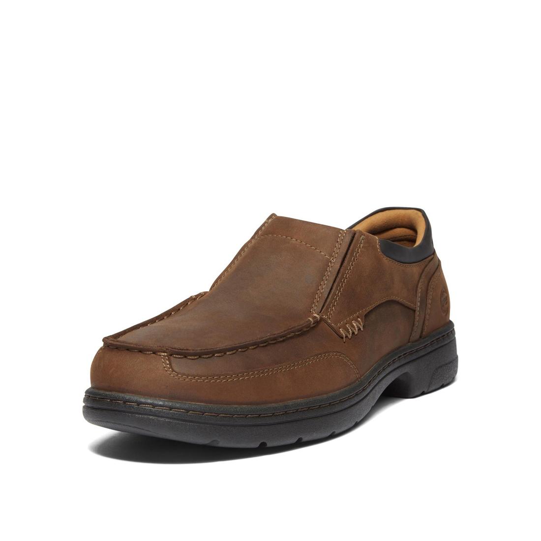 Timberland Pro Branston Alloy-Toe Moc Toe Slip-On Work Shoe Brown Detail View