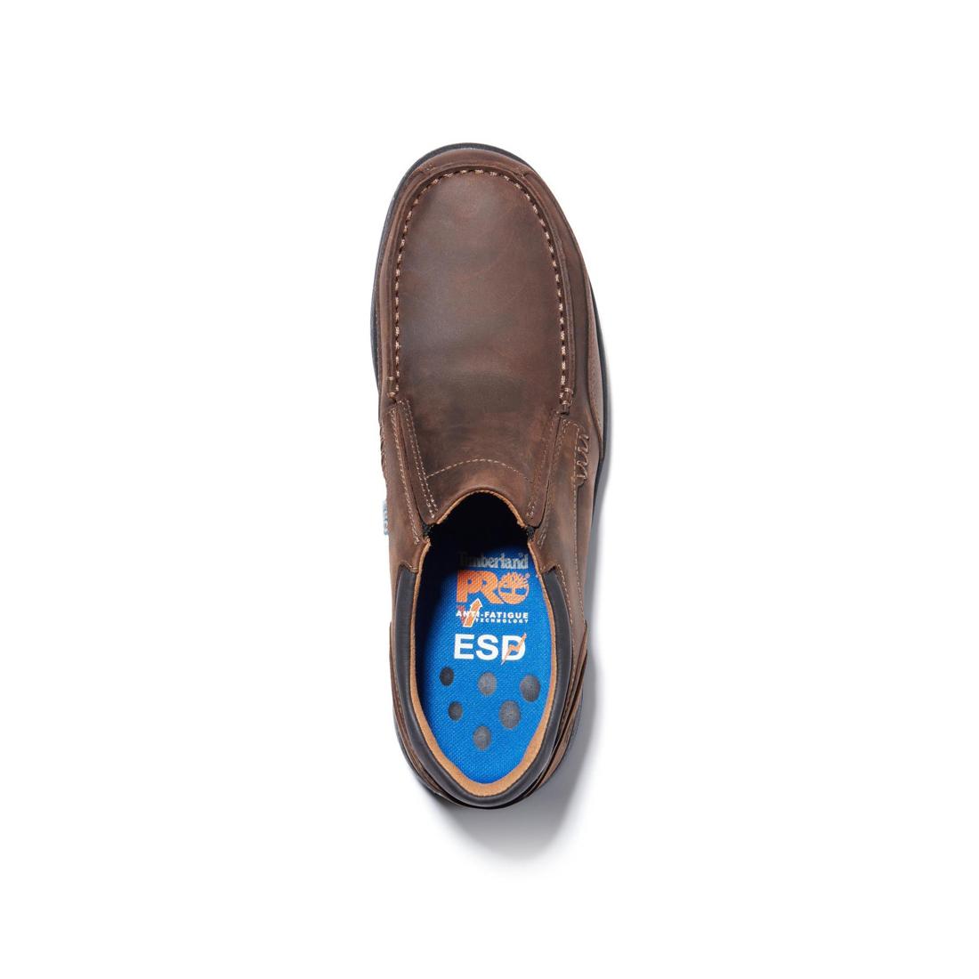 Timberland Pro Branston Alloy-Toe Moc Toe Slip-On Work Shoe Brown Front-upper View