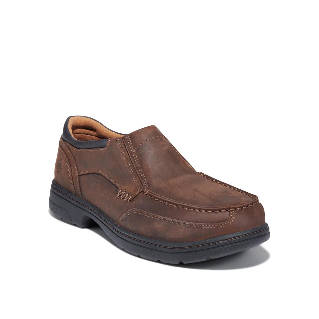Timberland Pro Branston Alloy-Toe Moc Toe Slip-On Work Shoe Brown Medial View