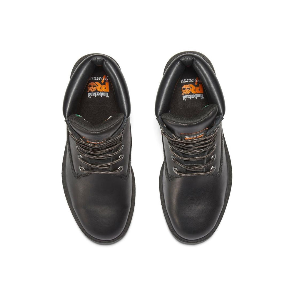 Timberland Pro Direct Attach 6 Inch Steel-Toe Waterproof Ins 200G Work Boot Black Front-upper View