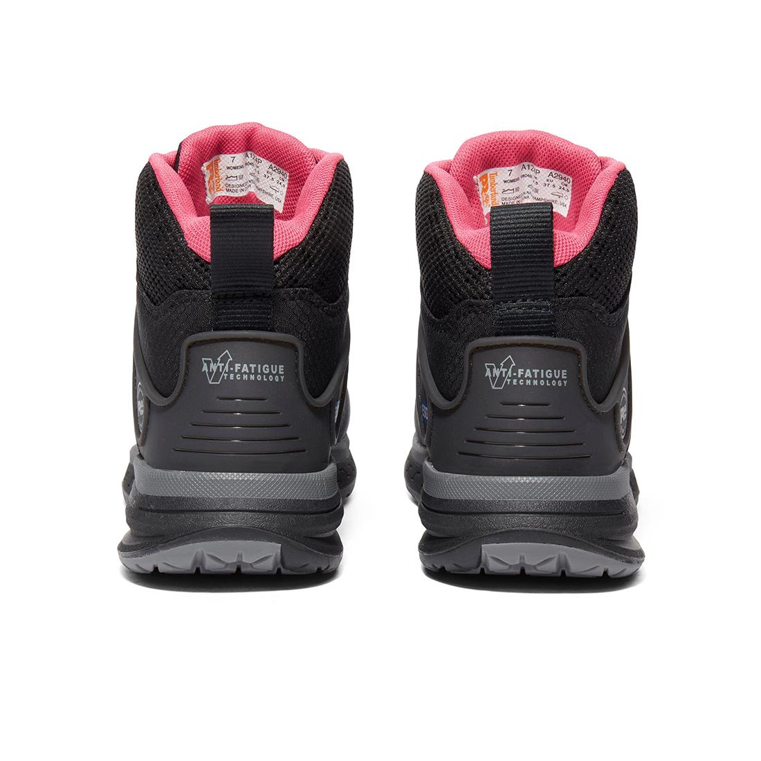 Timberland Pro Women’s Drivetrain Nano-Toe Work Boot Sd35 Mid Black/Grey Heel-Back View