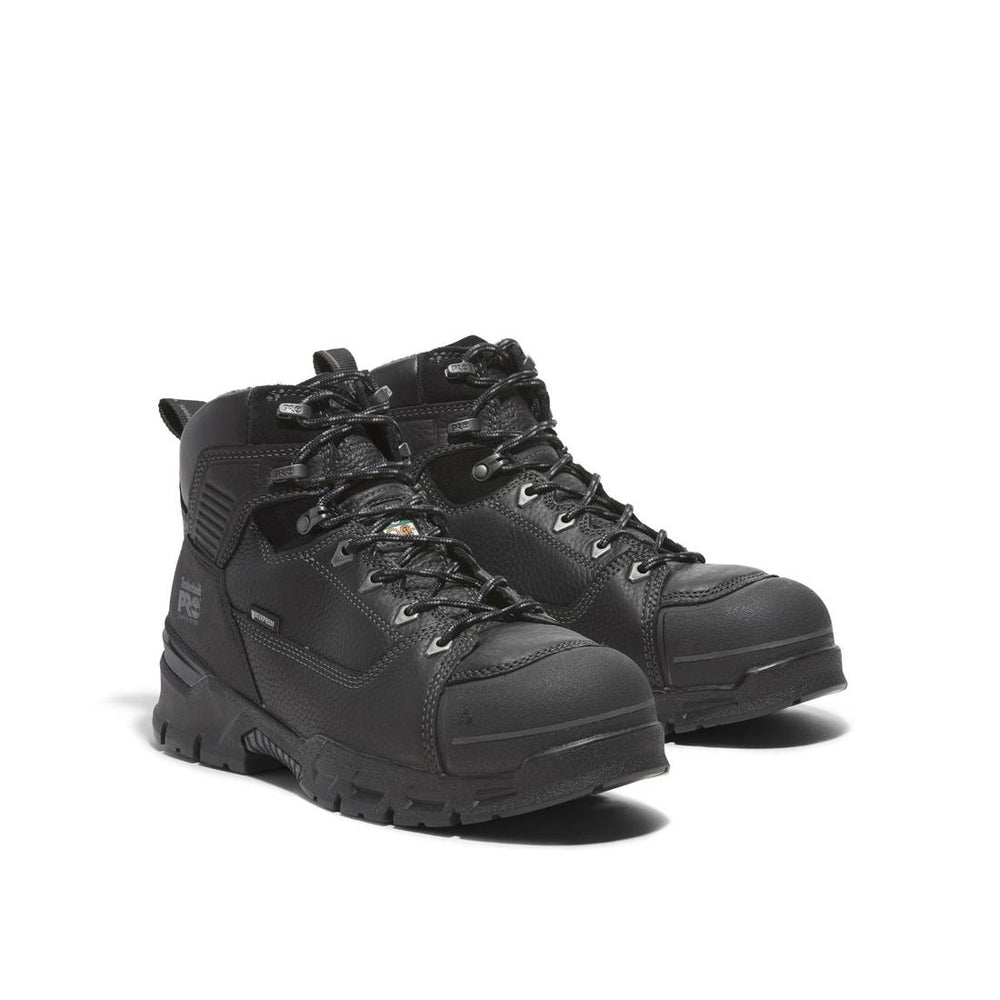 Timberland Pro Endurance Ev 6 Inch Composite-Toe Waterproof Work Boot Black Angled View