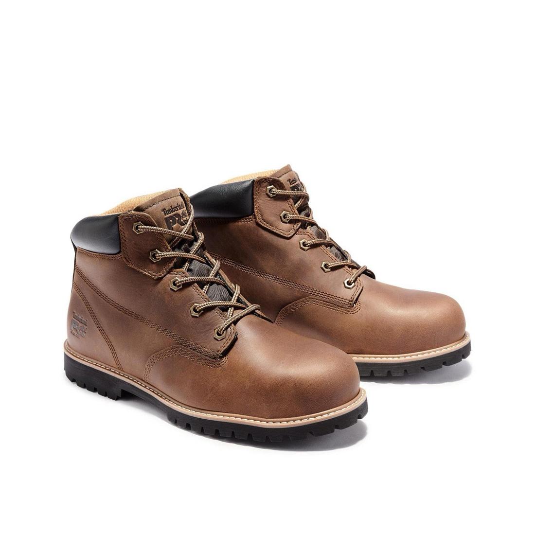 Timberland Pro Gritstone 6 Inch Steel-Toe Work Boot Brown Angled View