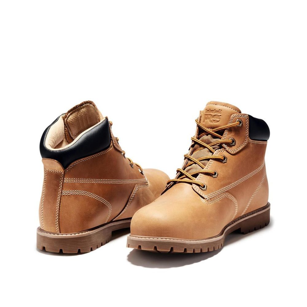 Timberland Pro Gritstone 6 Inch Steel-Toe Work Boot Wheat Heel-Back View