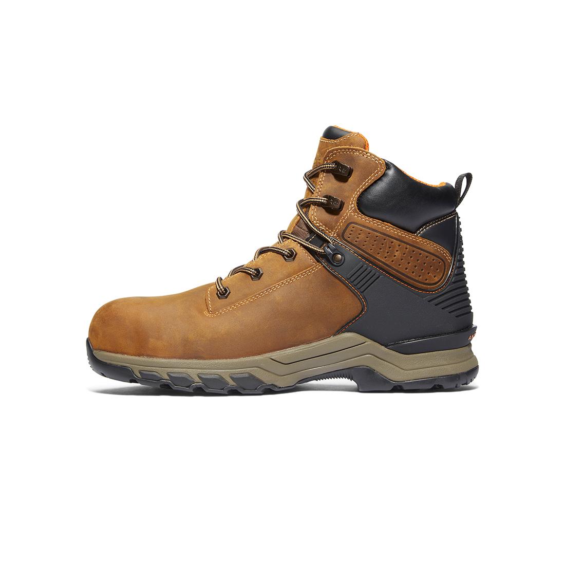 Timberland Pro Hypercharge 6-Inch Waterproof Nano-Toe Work Boot Brown Angled View