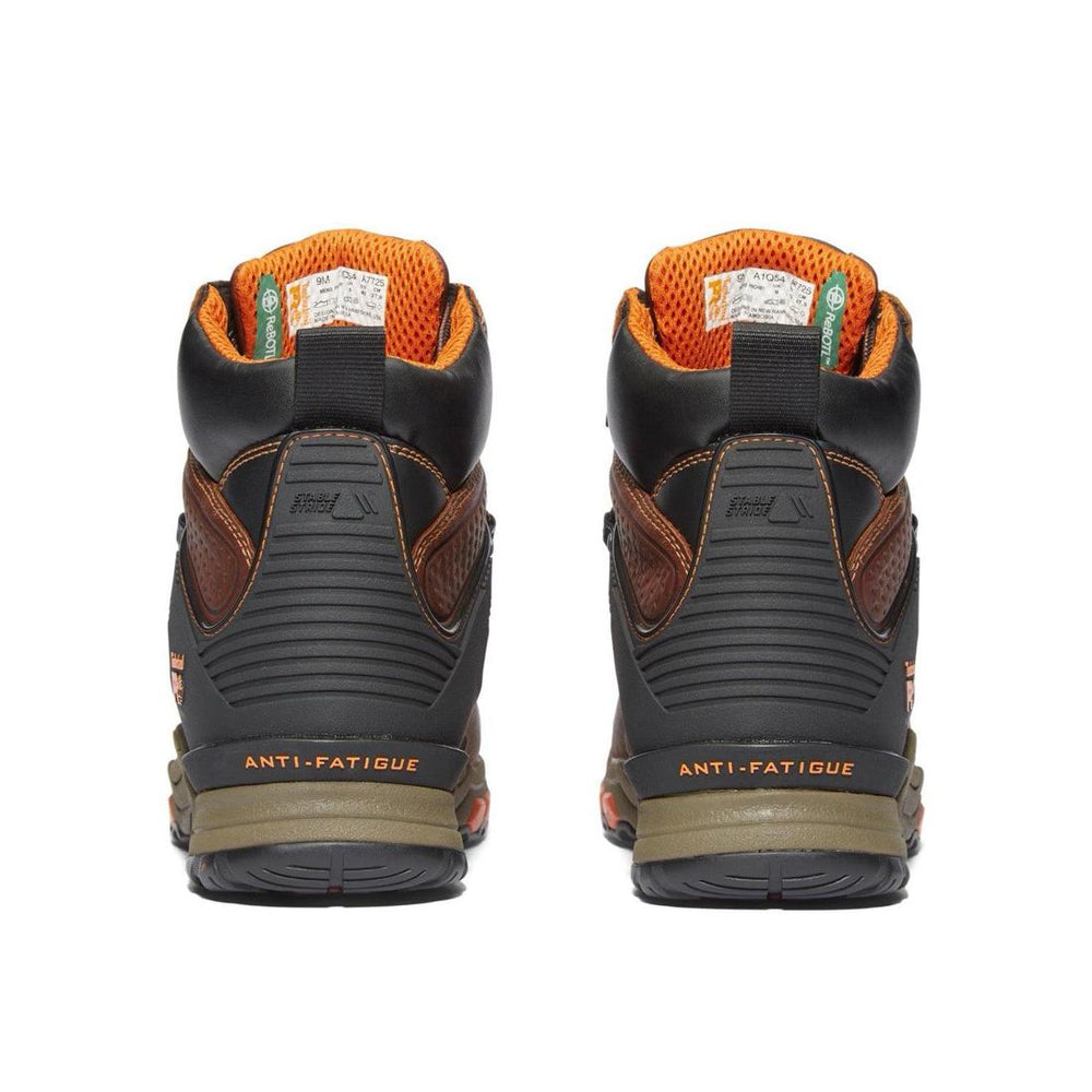 Timberland Pro Hypercharge 6 Inch Composite-Toe Waterproof Work Boot Brown Heel-Back View
