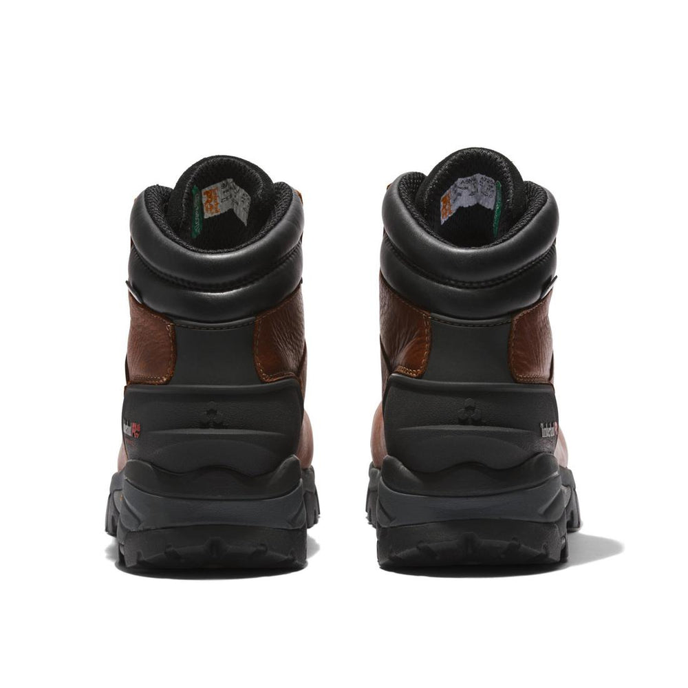 Timberland Pro Heritage Hyperion 6 Inch Composite-Toe Waterproof Work Boot Brown Heel-Back View