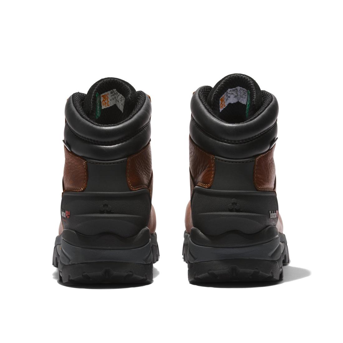 Timberland Pro Heritage Hyperion 6 Inch Composite-Toe Waterproof Work Boot Brown Heel-Back View