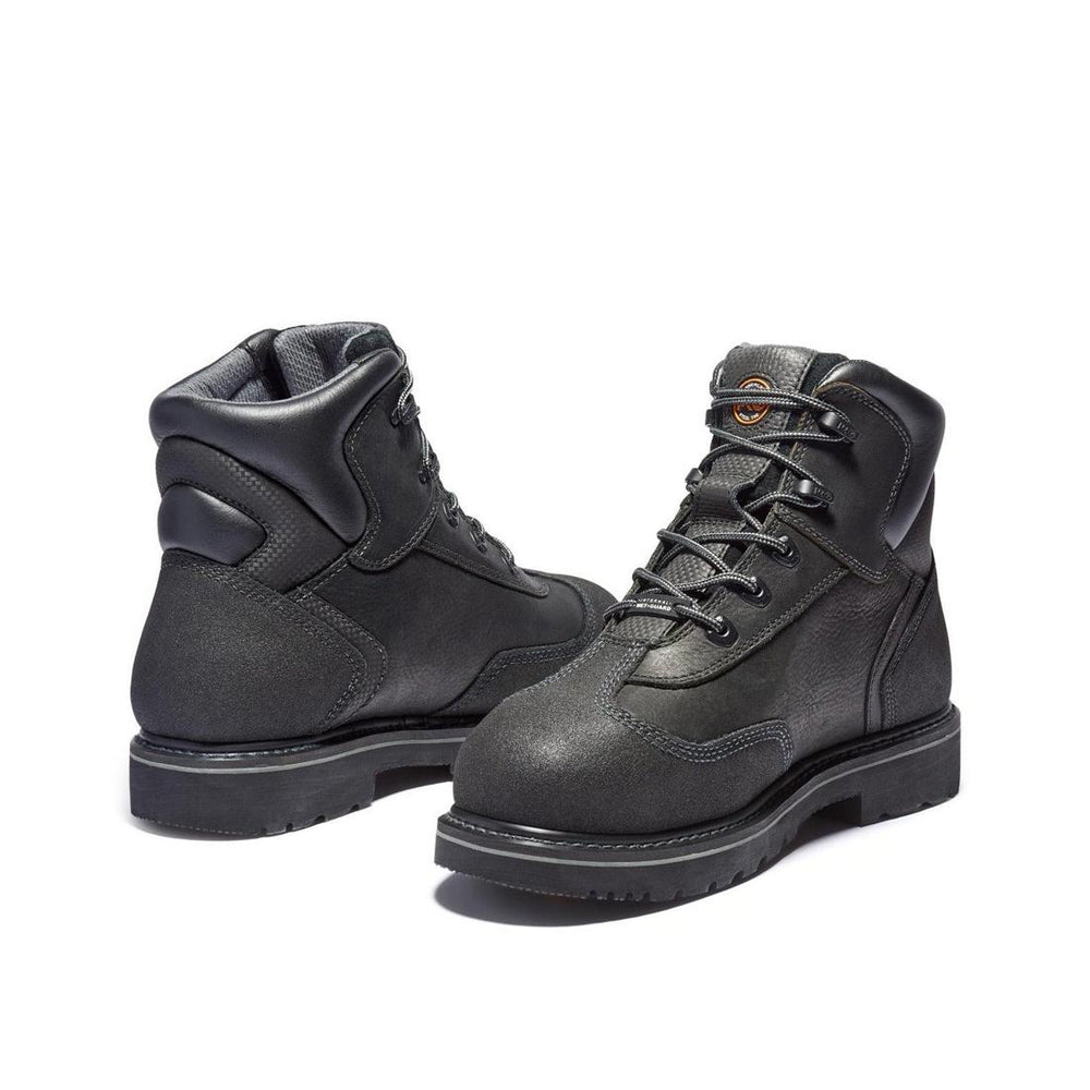 Timberland Pro Internal Met Guard 6 Inch Steel-Toe Work Boot Black Heel-Back View
