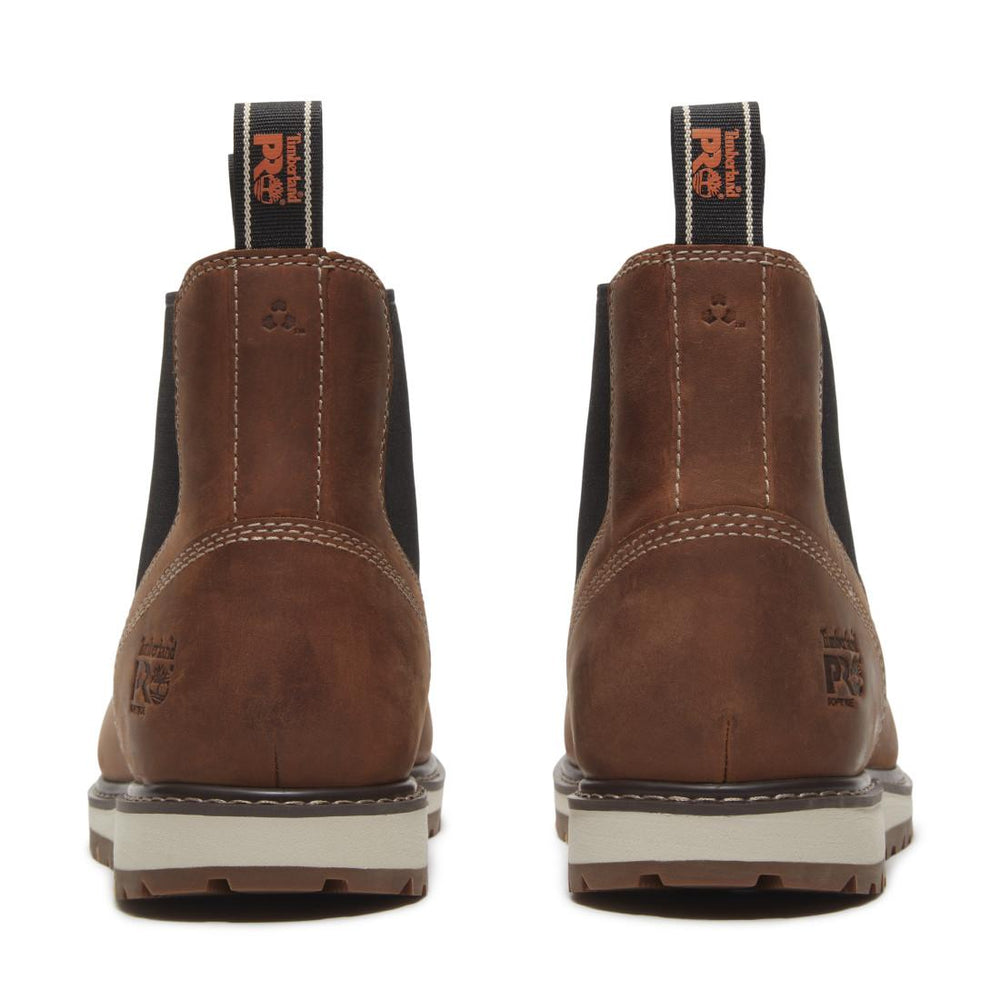 Timberland Pro Irvine Chelsea Soft Toe Chelsea Work Boot – Medium Brown Heel-Back View