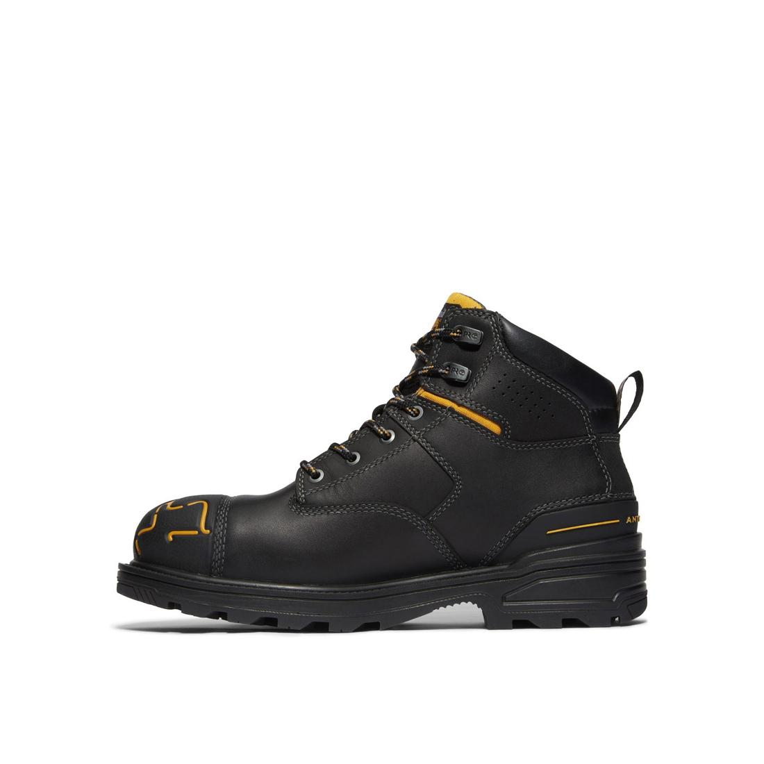 Timberland Pro Magnitude 6 Inch Composite-Toe Waterproof PR Work Boot Black Angled View