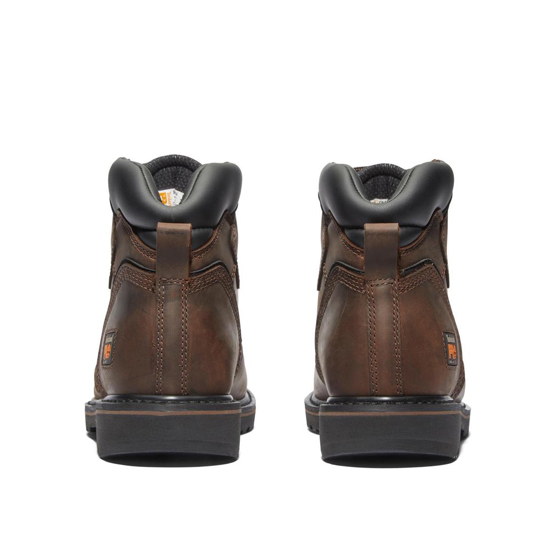 Timberland Pro Pit Boss 6 Inch Steel-Toe Work Boot Brown Heel-Back View