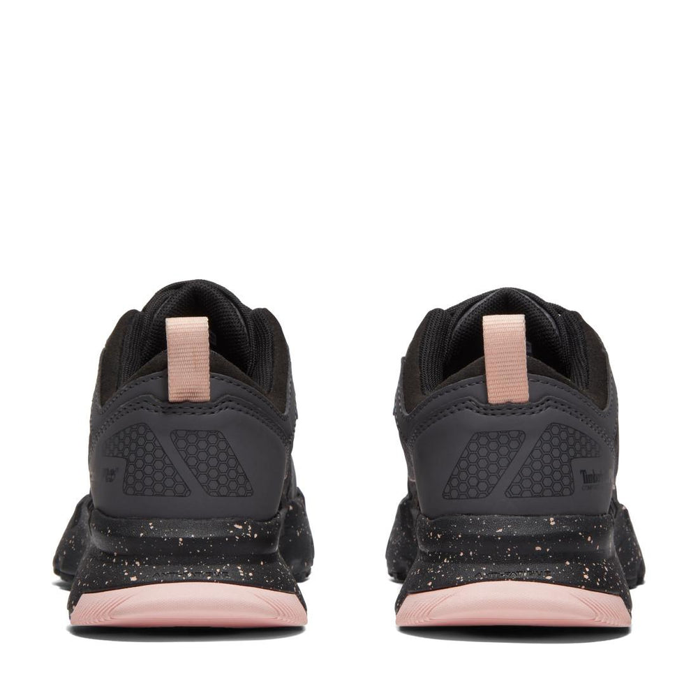 Timberland Pro Powertrain EV SD10 Women’s Comp-Toe Work Shoes – Grey And Pink Heel-Back View