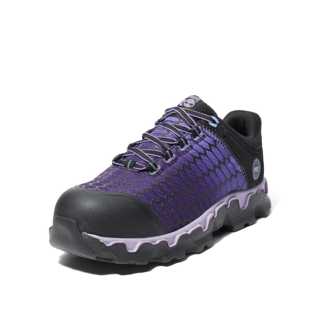 Timberland Pro Women's Powertrain Sport Alloy-Toe Work Shoe Black/Purple Detail View