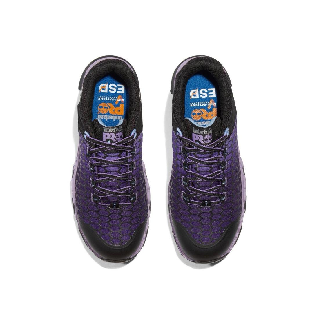 Timberland Pro Women's Powertrain Sport Alloy-Toe Work Shoe Black/Purple Front-upper View