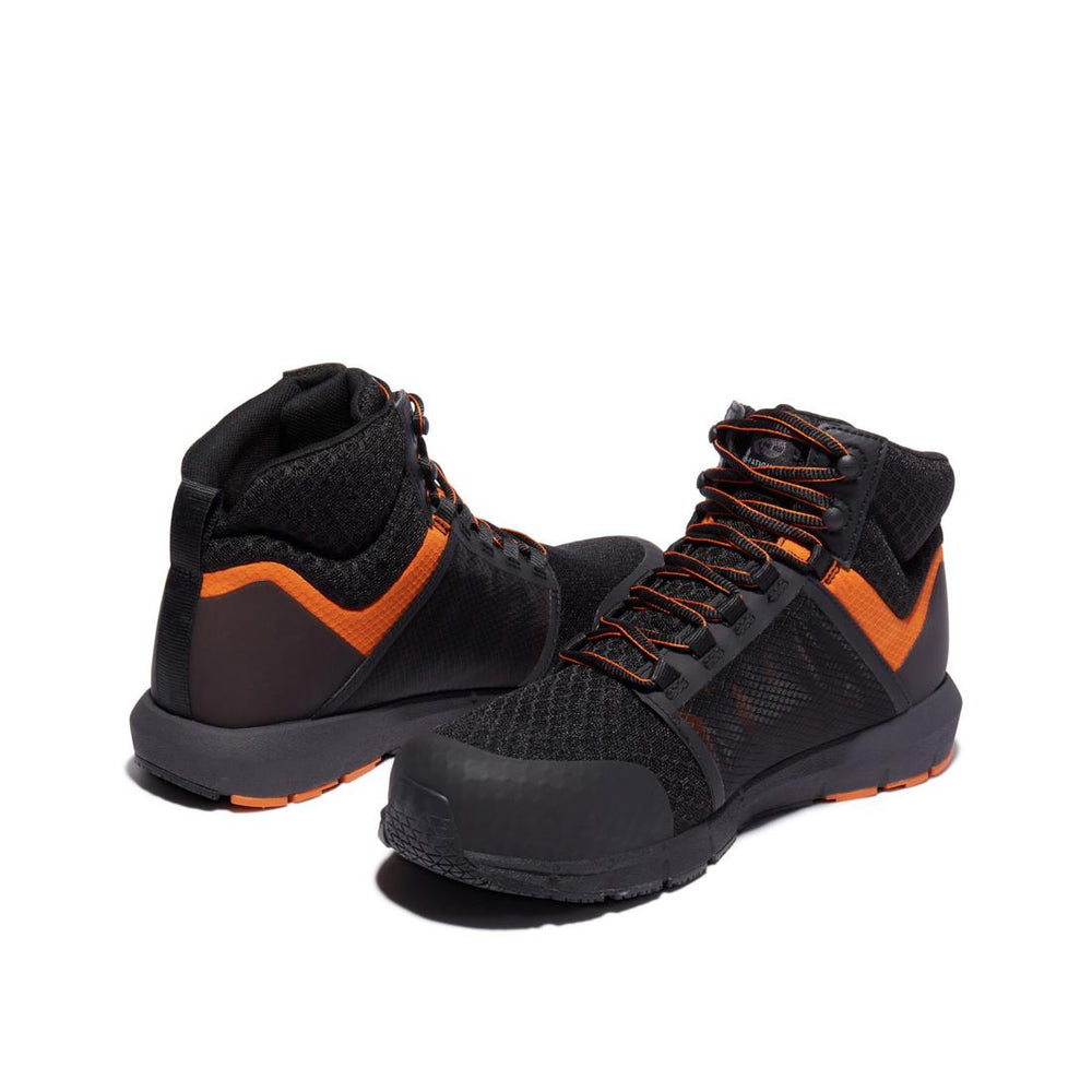 Timberland Pro Radius Composite-Toe Work Boot Black/Orange Heel-Back View