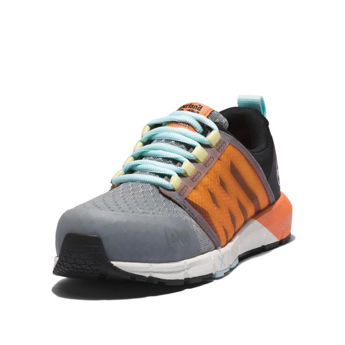 Timberland Pro Women's Radius Composite-Toe Work Shoe Grey/Orange Detail View