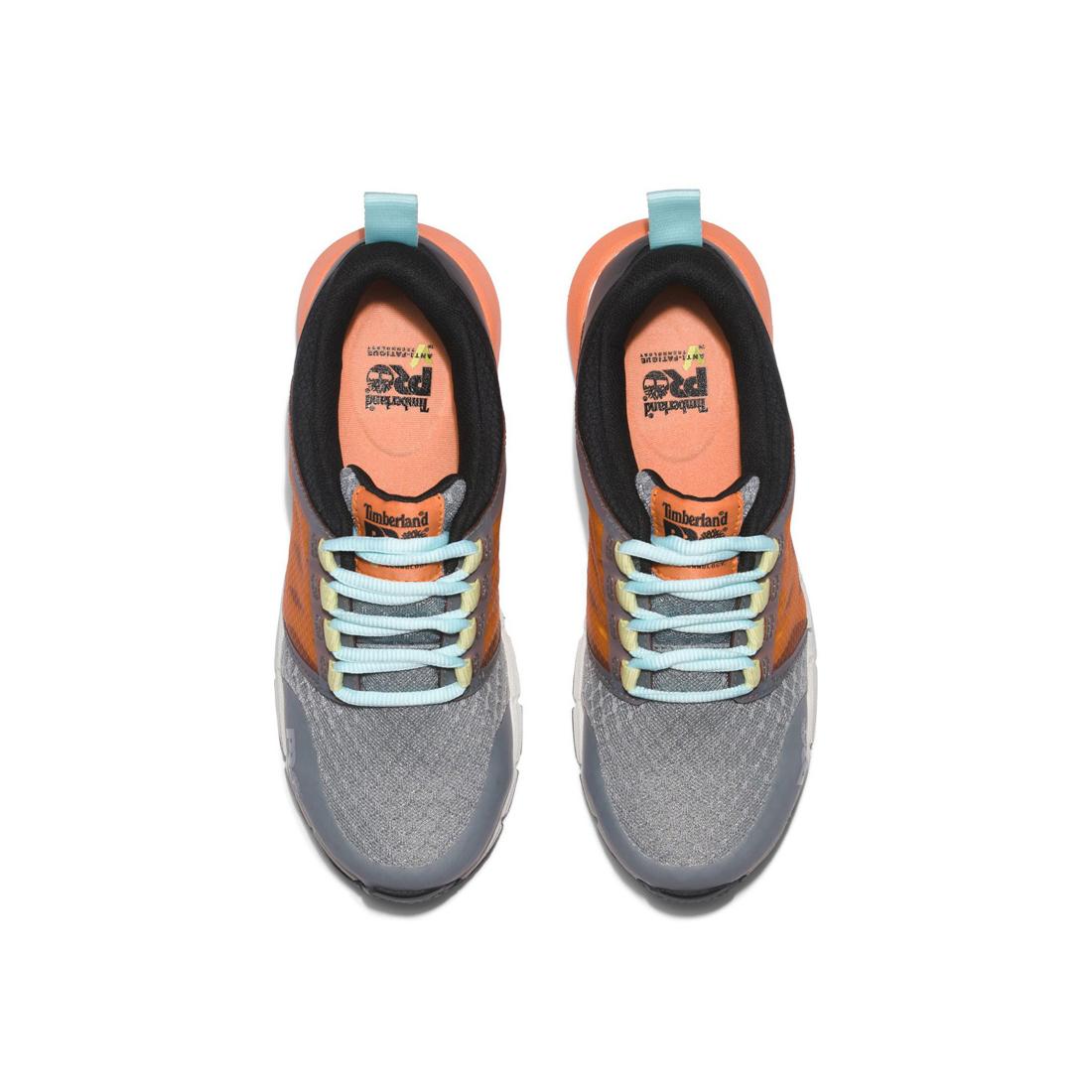 Timberland Pro Women's Radius Composite-Toe Work Shoe Grey/Orange Front-upper View