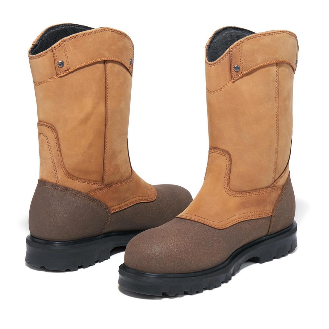 Timberland Pro Rigmaster Steel-Toe Waterproof Pull-On Work Boot Brown Back Both View