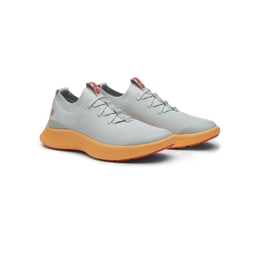 Timberland Pro Women's Solace Slipon Knit Work Shoe Grey/Orange Medial View