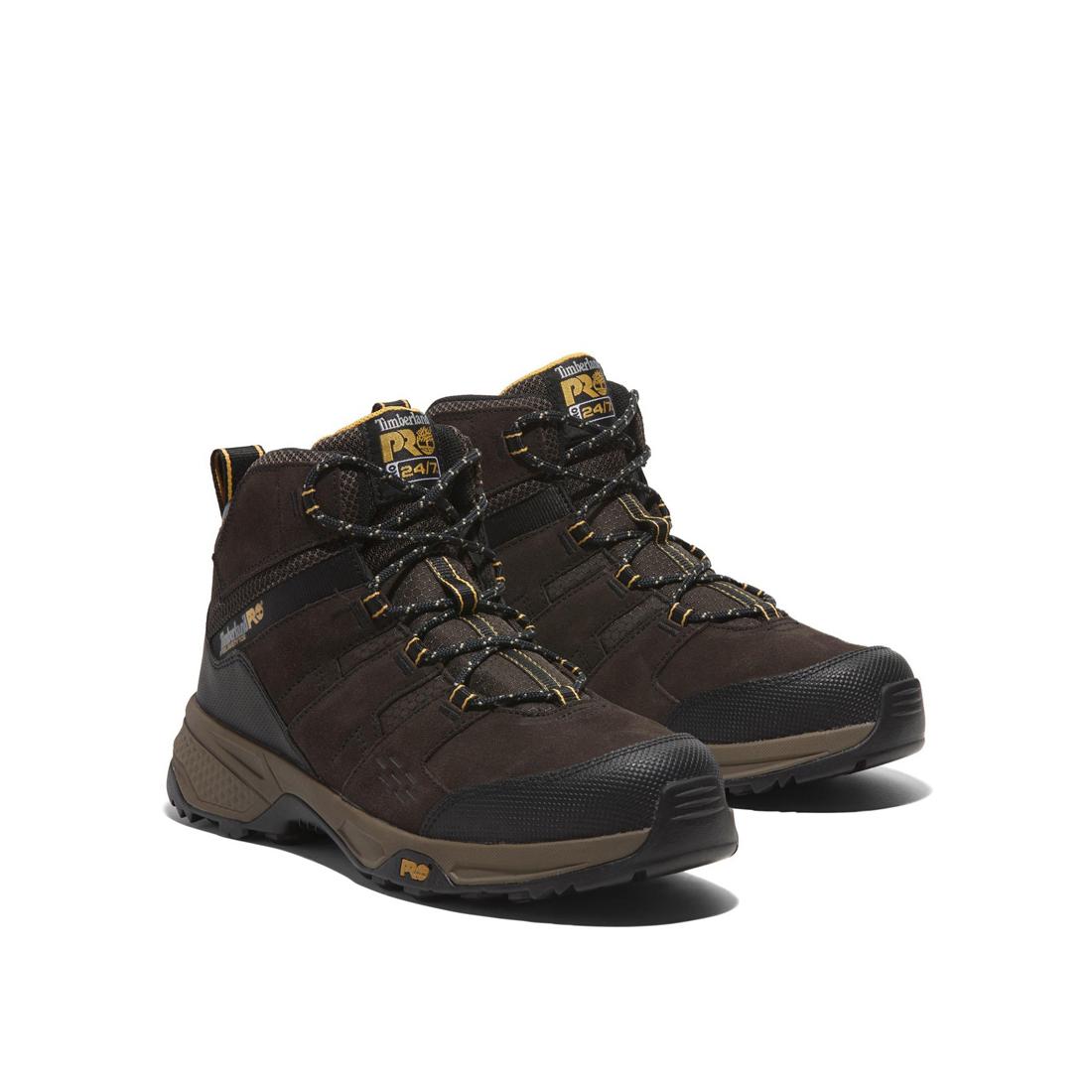 Timberland Pro Switchback Lt 6 Inch SD10 Steel-Toe Work Boot Brown/Yellow Angled View