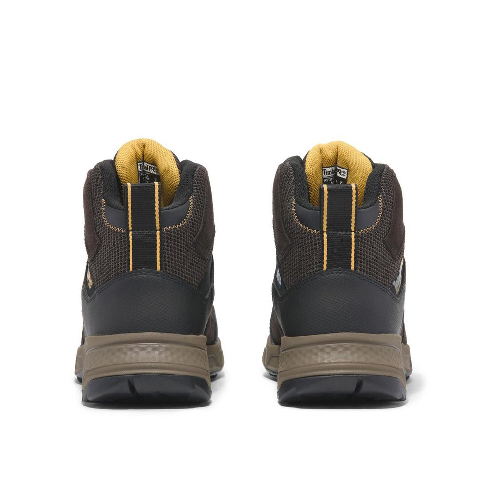 Timberland Pro Switchback Lt 6 Inch SD10 Steel-Toe Work Boot Brown/Yellow Heel-Back View