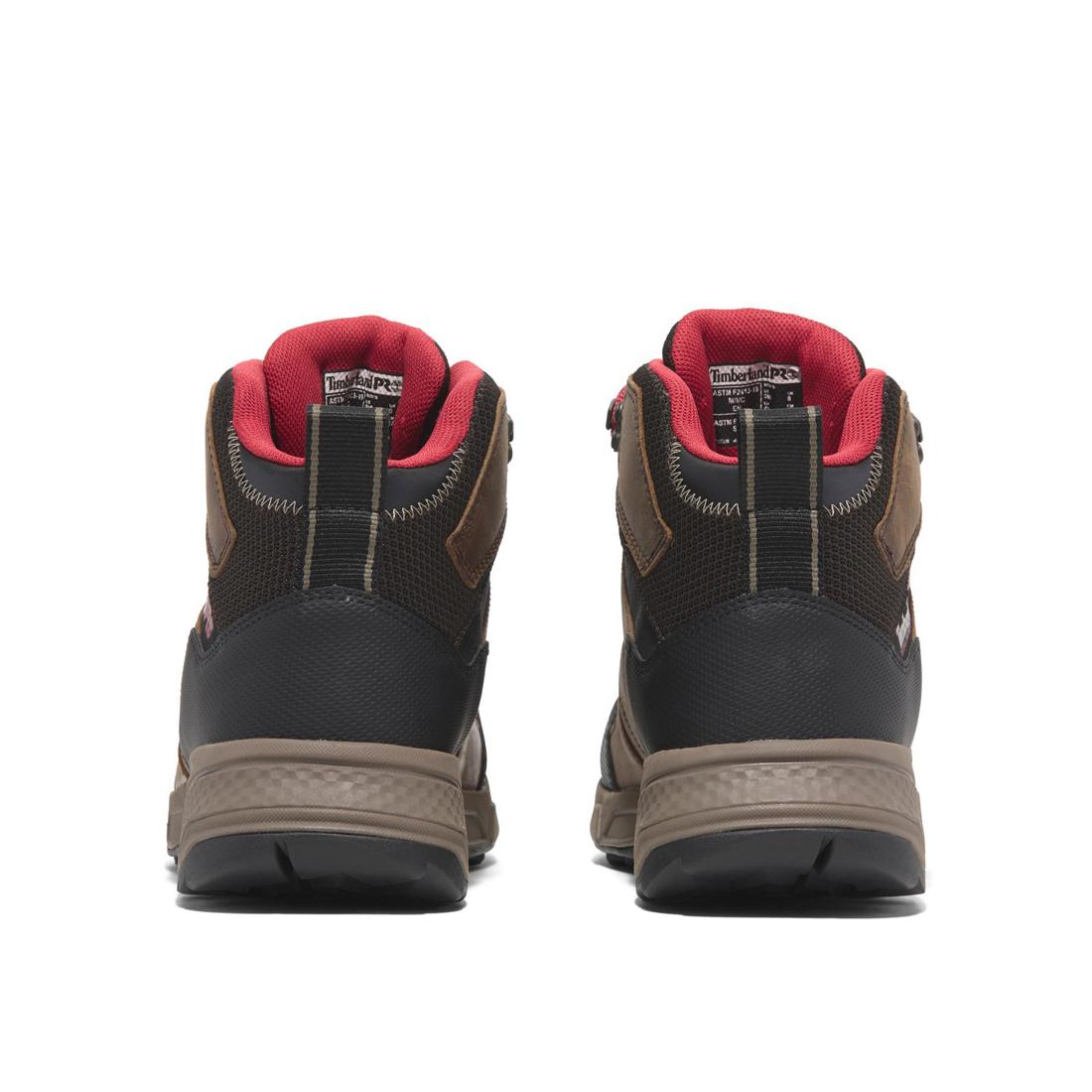 Timberland Pro Switchback Lt 6 Inch Steel-Toe Work Boot Brown/Red Heel-Back View