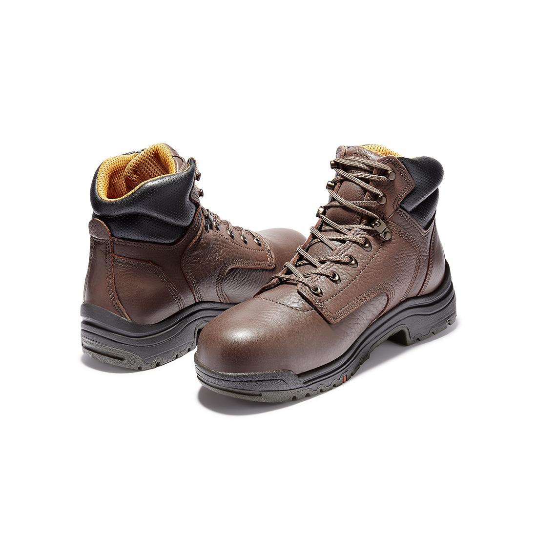 Timberland Pro Titan® 6-Inch Waterproof Alloy-Toe Work Boot Brown Heel-Back View