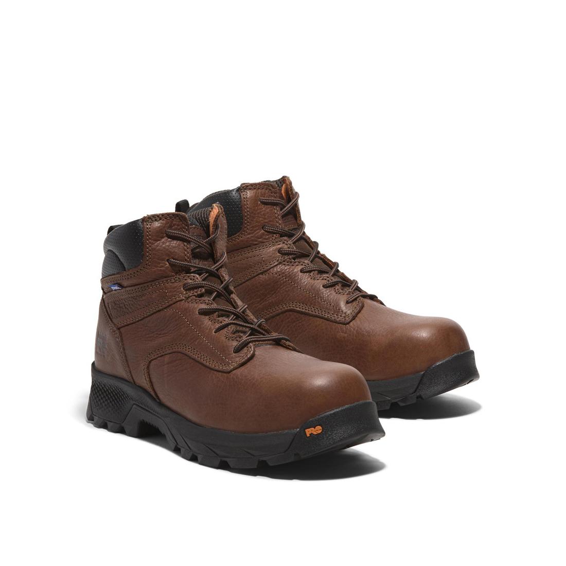Timberland Pro Titan Ev 6 Inch Composite-Toe SD10 Work Boot Brown Coffee Angled View