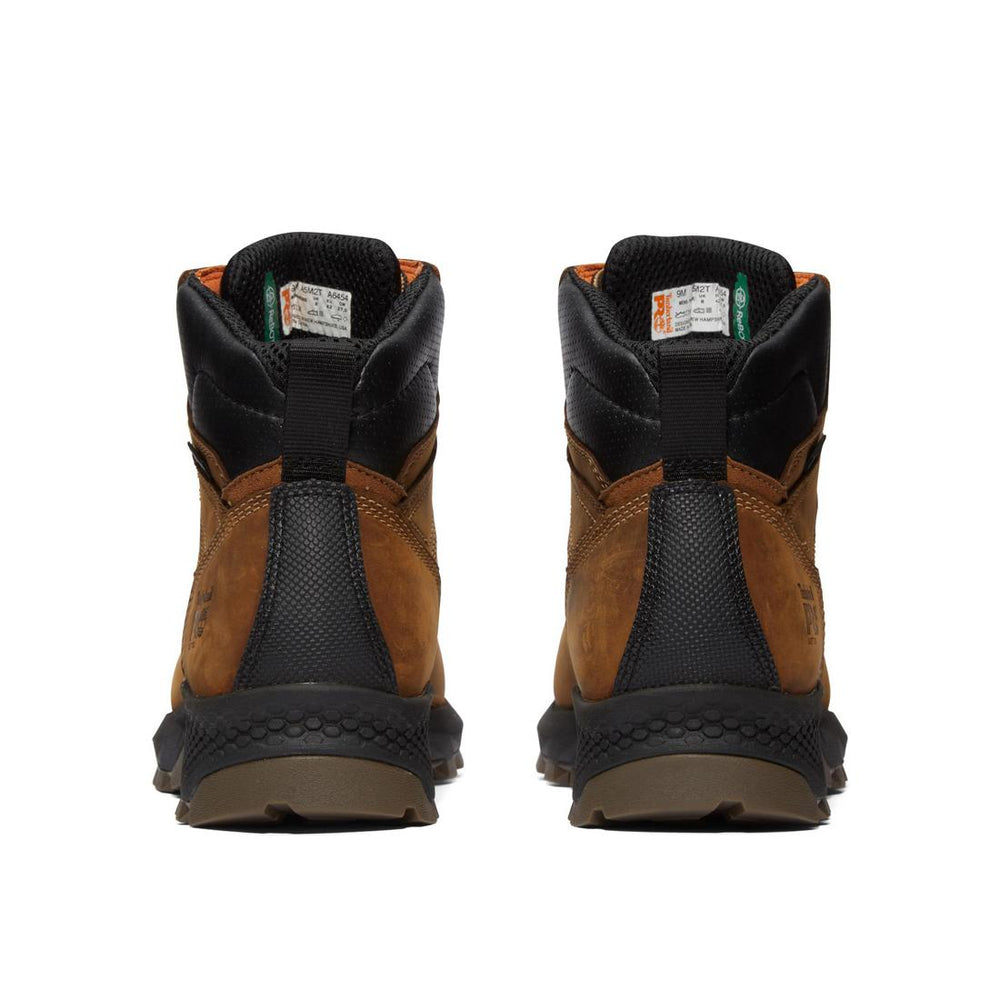 Timberland Pro Titan EV 6 Inch Soft-Toe Waterproof Work Boot Brown Heel-Back View