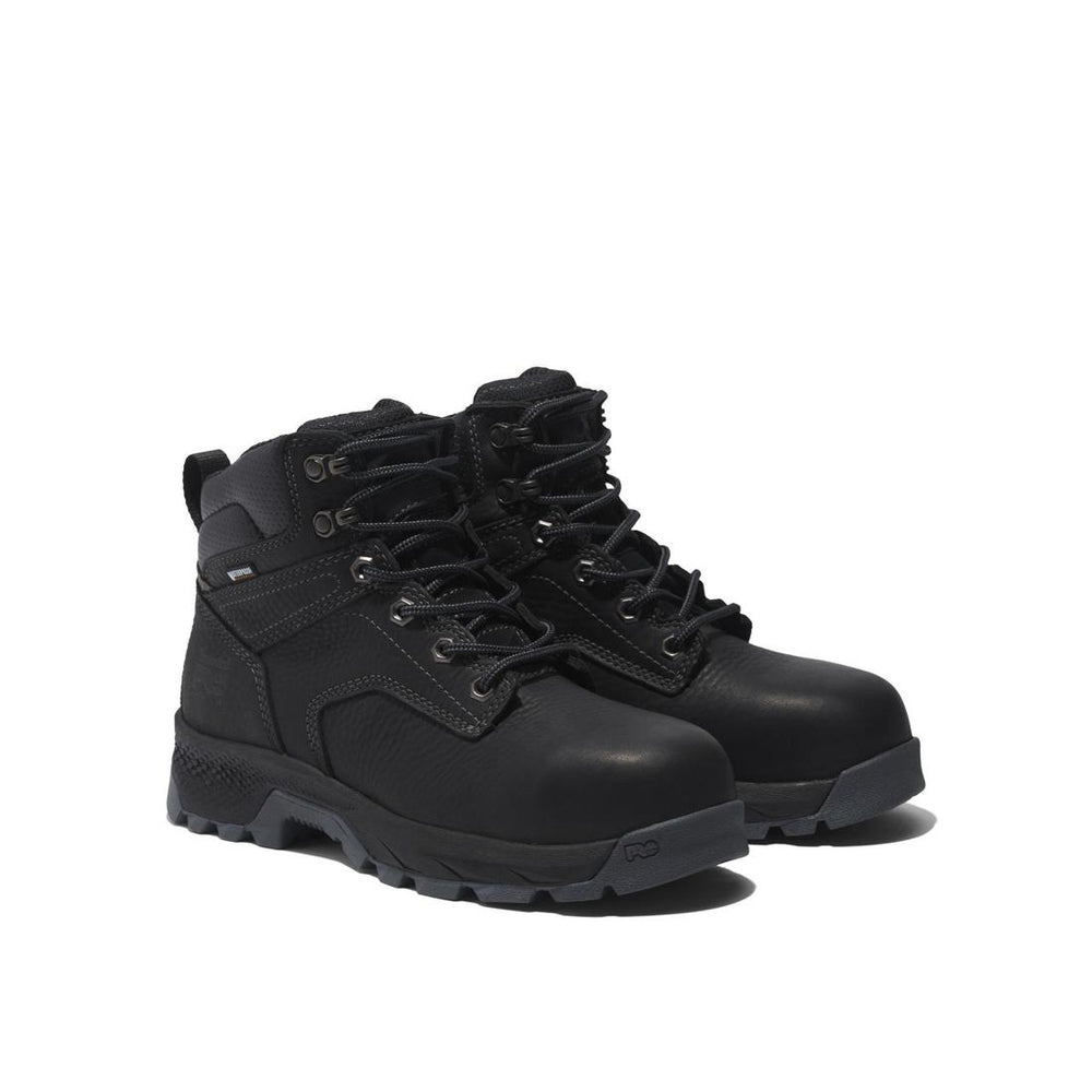 Timberland Pro Women's Titan EV 6 Inch Composite-Toe Waterproof Work Boot Black Angled View