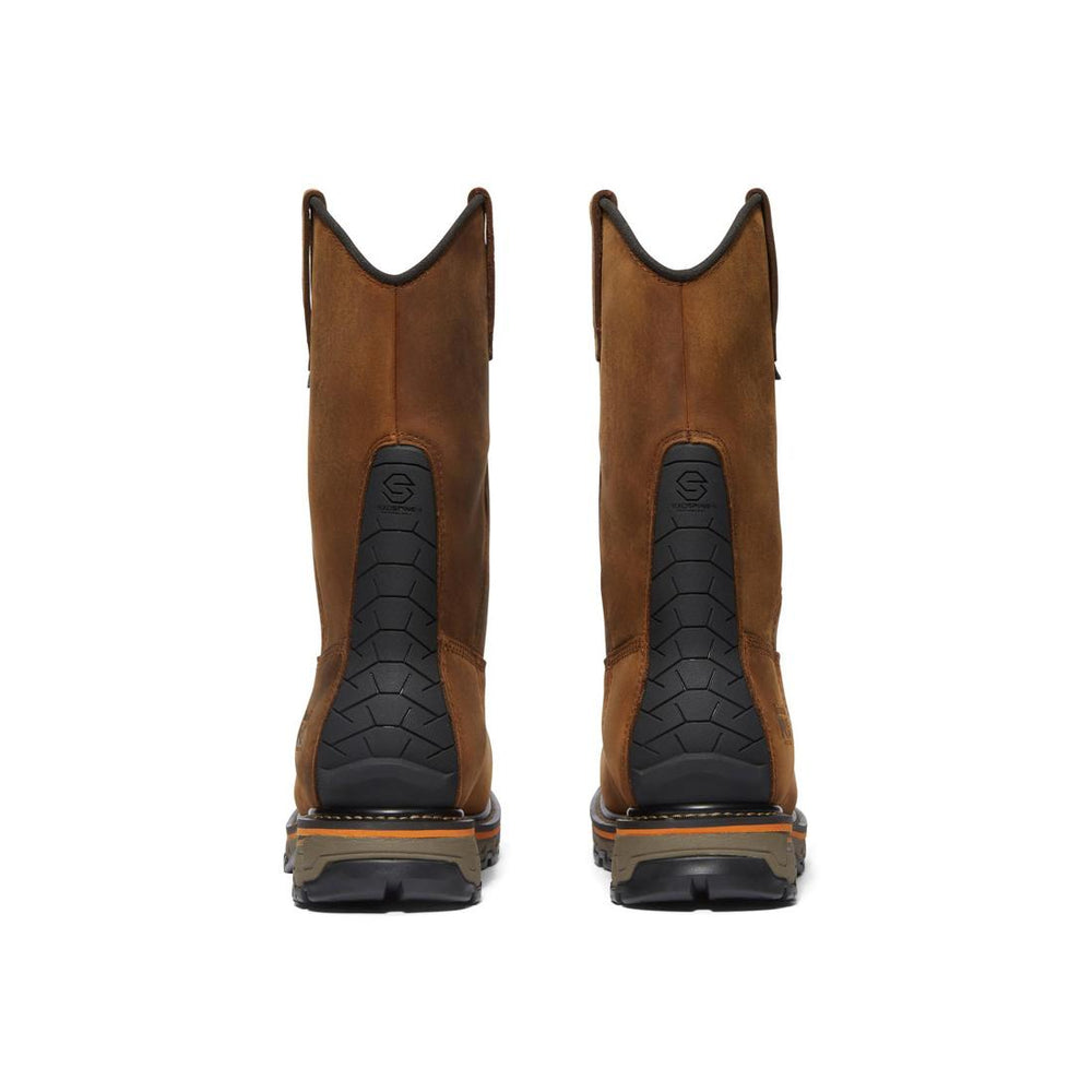 Timberland Pro True Grit Composite-Toe Waterproof Pull-on Work Boot Brown Heel-Back View
