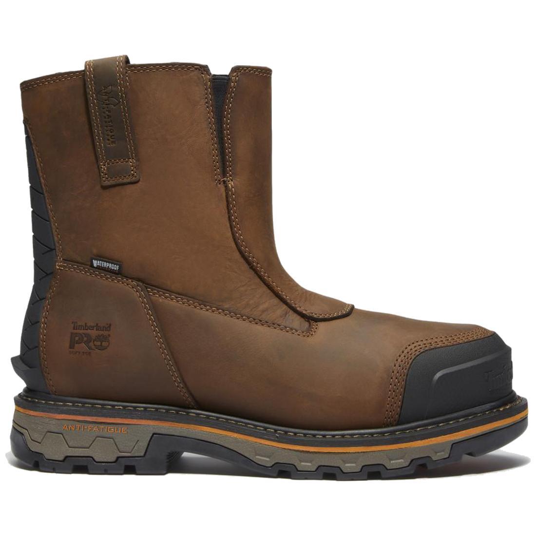 Timberland Pro True Grit Waterproof Composite Toe Chelsea Work Boot – Dark Brown Profile View