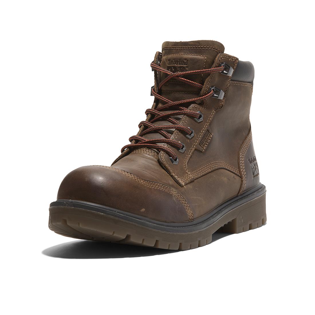 Timberland Pro Whitman 6-Inch Waterproof Composite-Toe Work Boot Full Grain Dark Brown Detail View