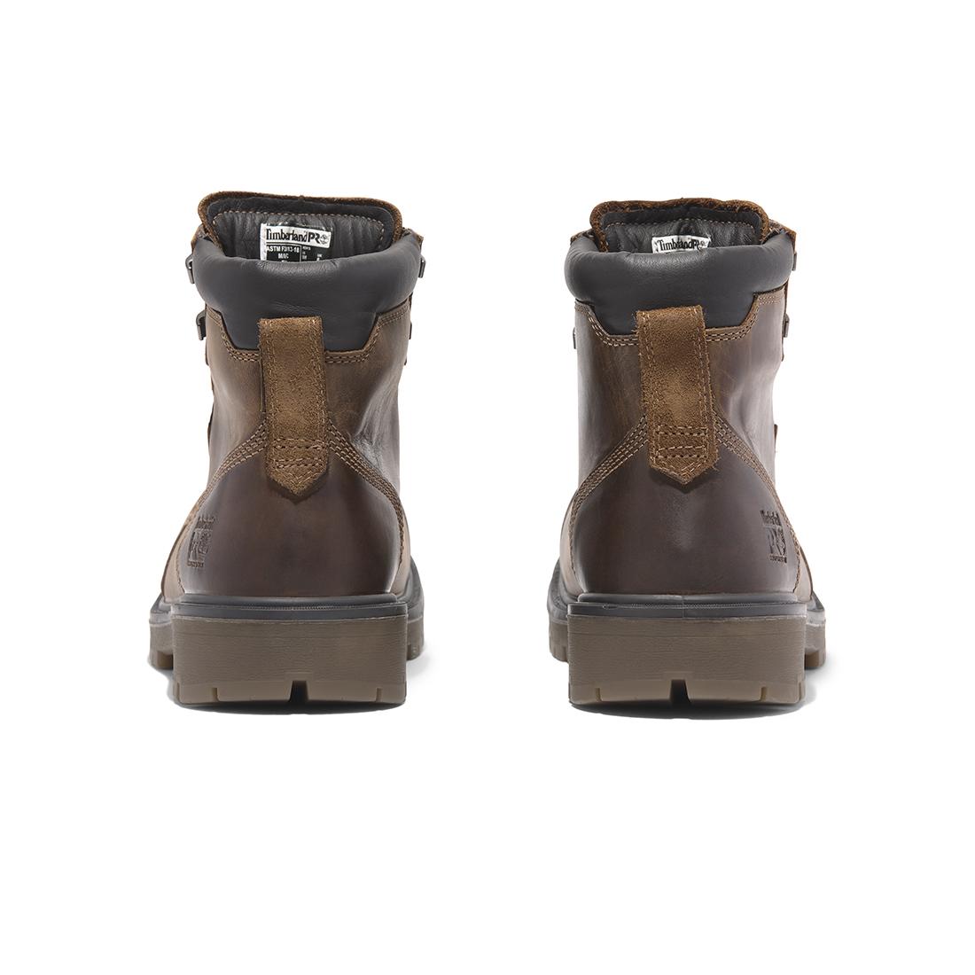 Timberland Pro Whitman 6-Inch Waterproof Composite-Toe Work Boot Full Grain Dark Brown Heel-Back View