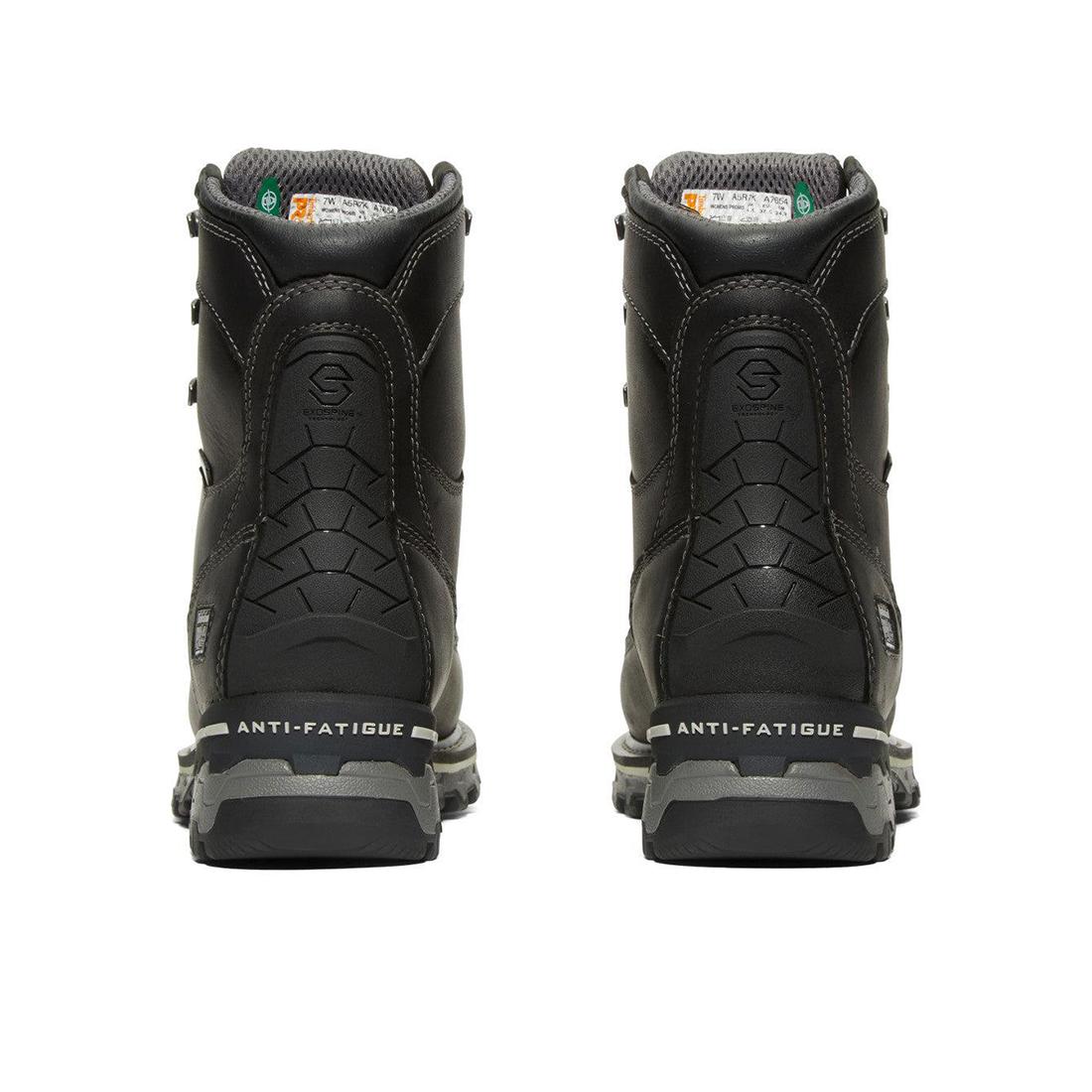 Timberland Pro Women's Boondock 8-Inch Waterproof Composite-Toe Work Boot Fp Ins Csa 200G Black/Grey Heel-Back View