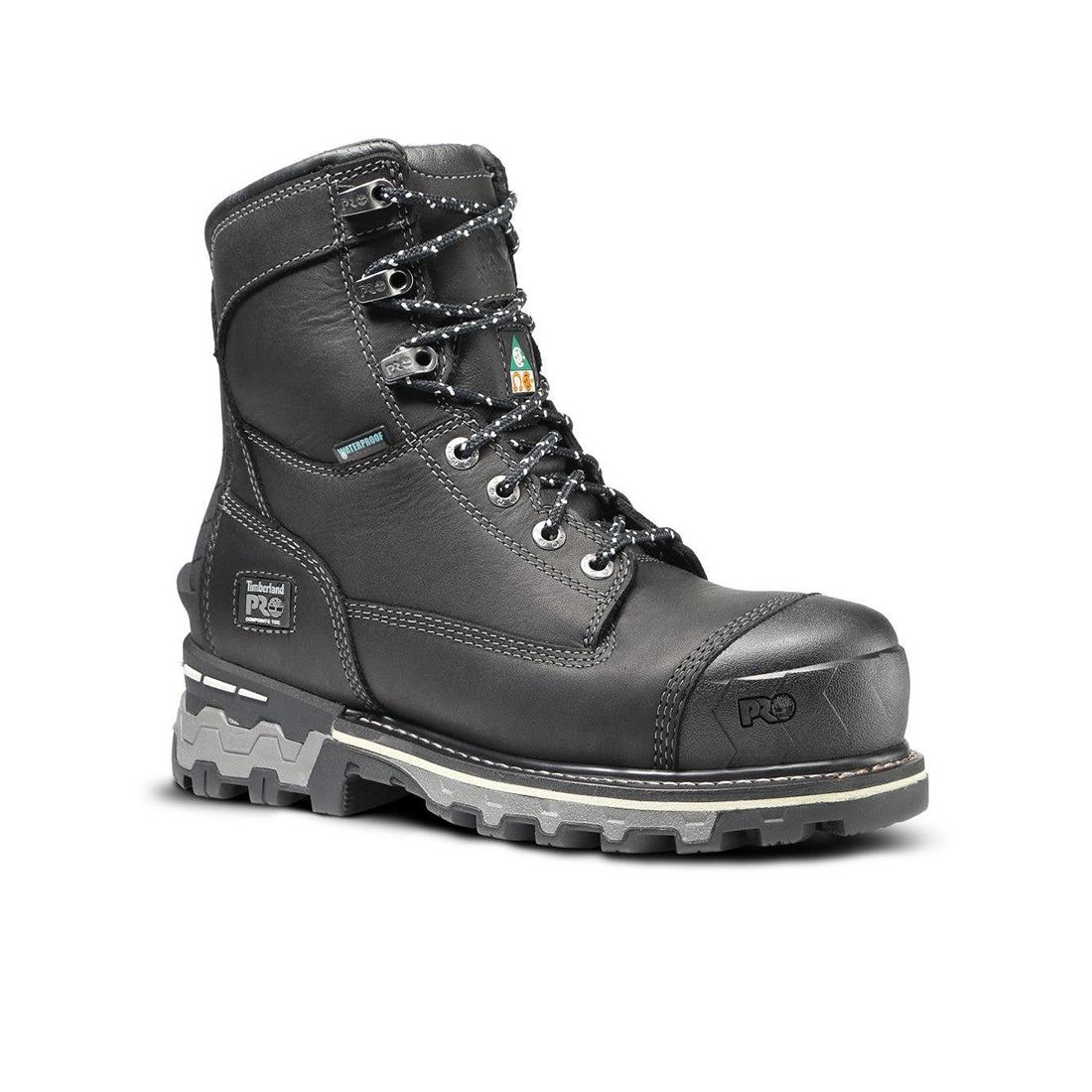 Timberland Pro Women's Boondock 8-Inch Waterproof Composite-Toe Work Boot Fp Ins Csa 200G Black/Grey Medial View