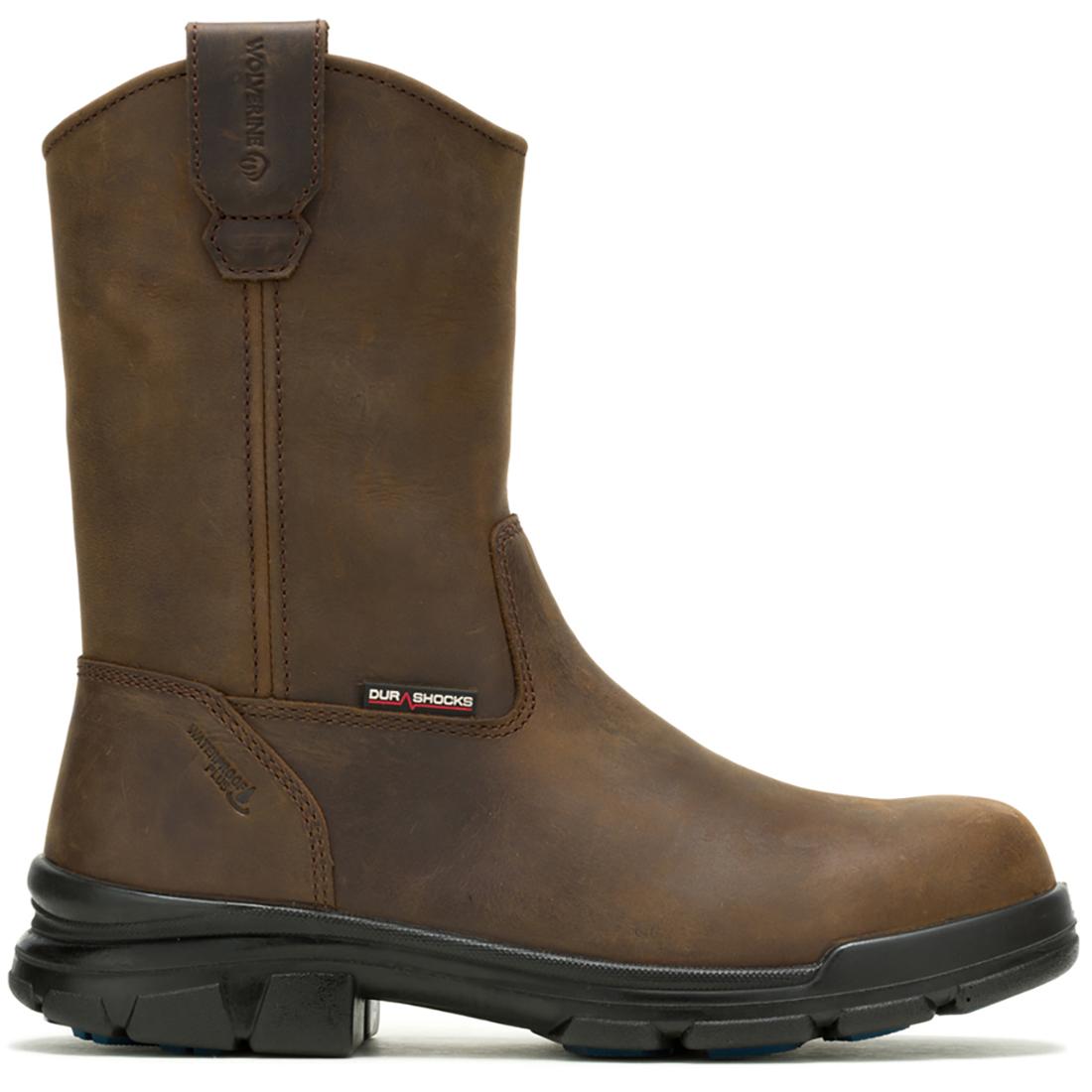 Wolverine DuraShocks® SR Icon CarbonMax® Pull-On Wellington Work Boot – Dark Brown Profile View