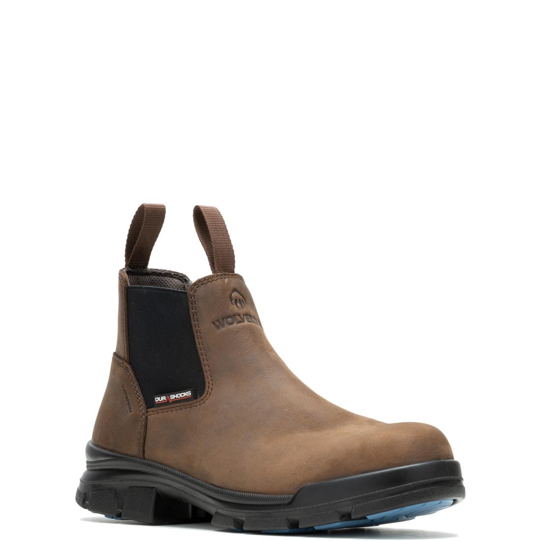 Wolverine DuraShocks® SR Icon Soft Toe Romeo Chelsea Work Boot – Dark Brown W240028 Medial Image