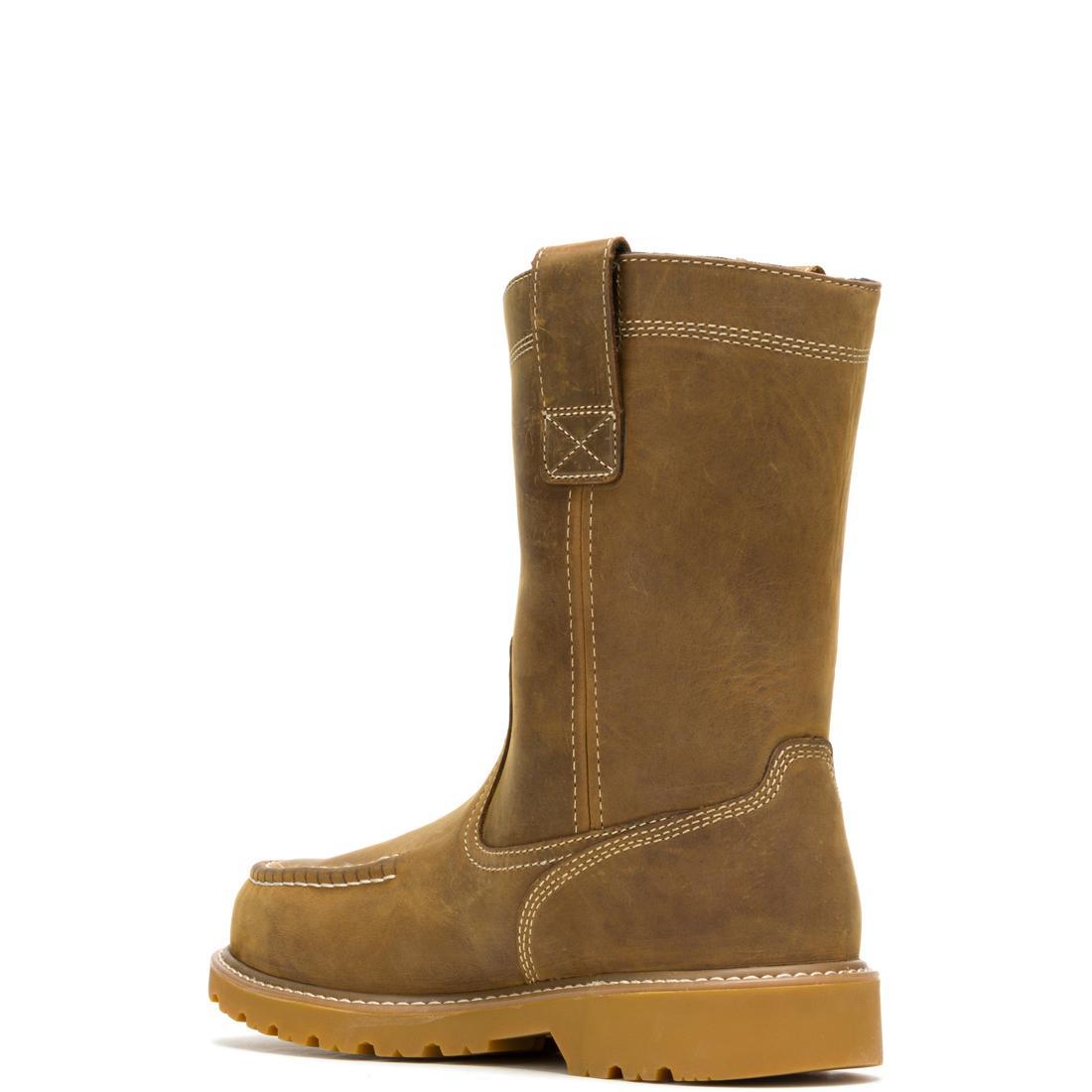 Wolverine Floorhand Moc-Toe Waterproof Steel-Toe Pull-On Work Boot Wheat W241194 Heel Image