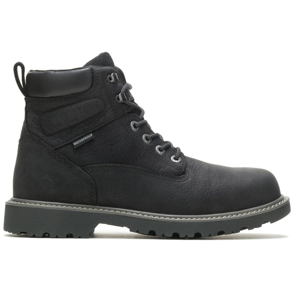 Wolverine Floorhand Waterproof Steel-Toe 6" Work Boot Black Profile View