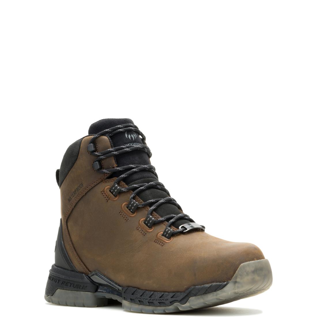 Wolverine I-90 Rush Max Waterproof Soft-Toe Work Boot Dark Coffee W250054 Medial Image