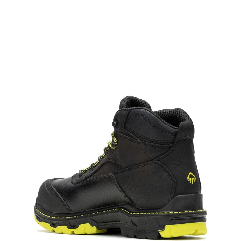 Wolverine Overpass 6" CarbonMax Work Boot Black/Lime W241171 Heel Image