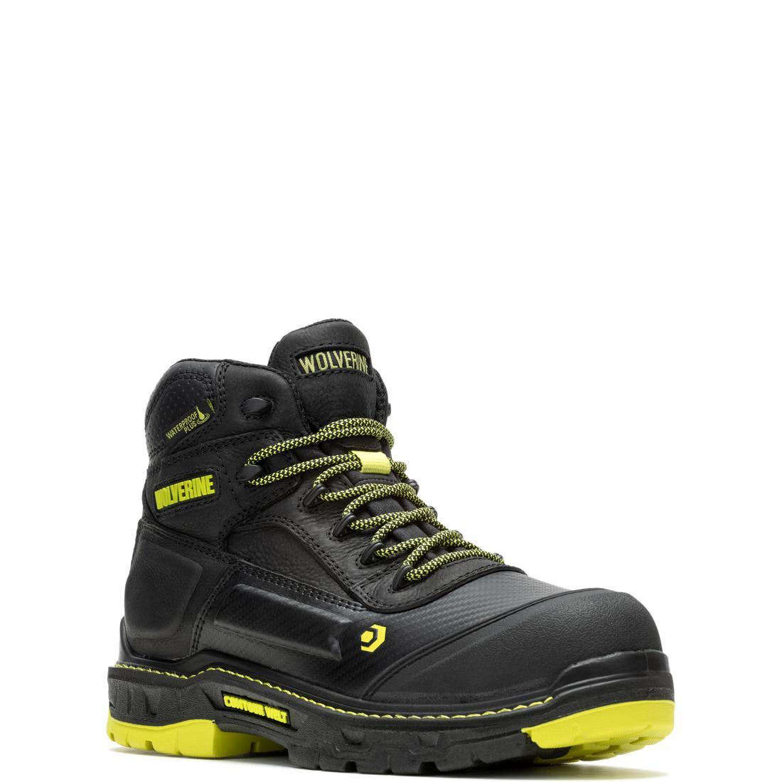 Wolverine Overpass 6" CarbonMax Work Boot Black/Lime W241171 Medial Image
