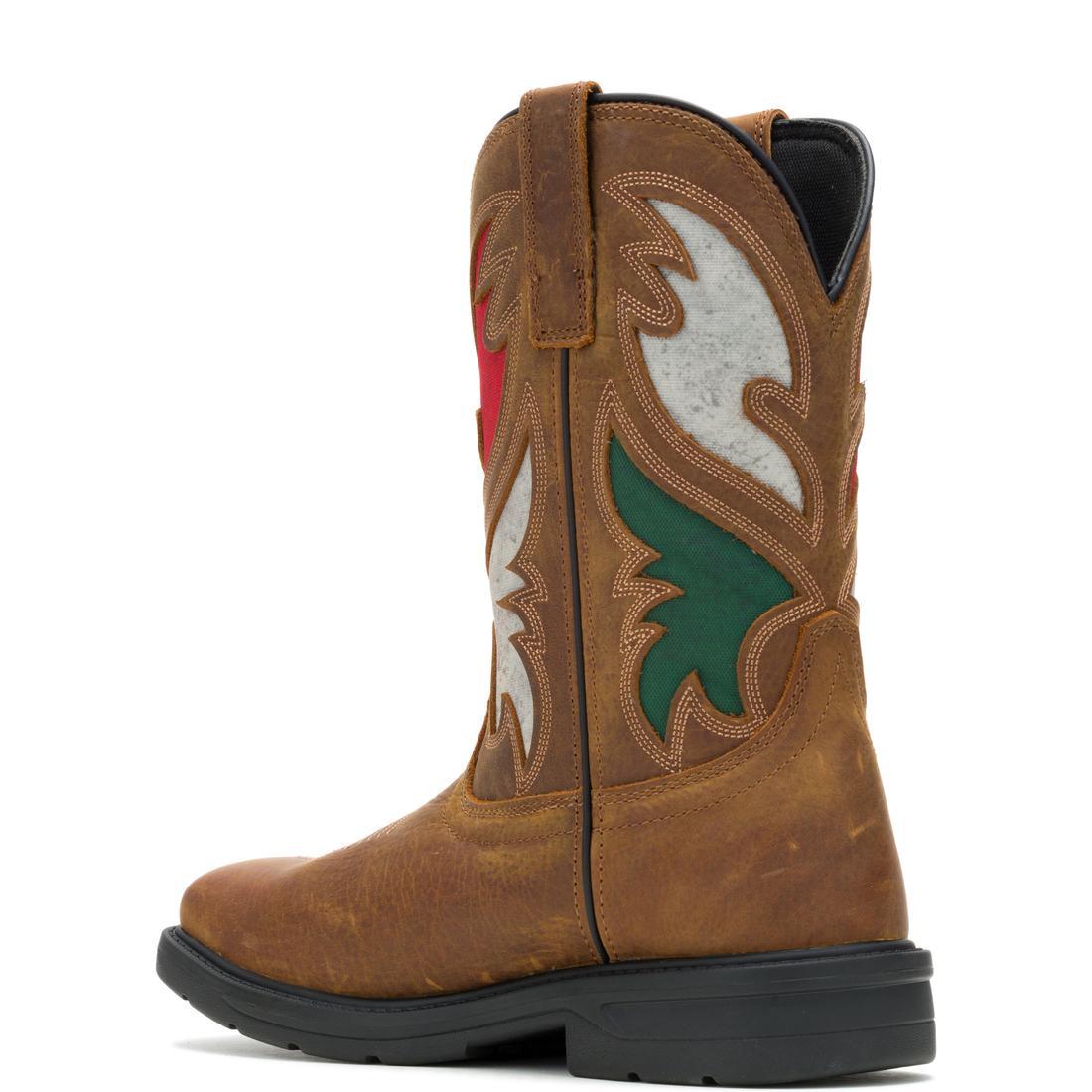 Wolverine Rancher Flag Steel-Toe Pull-On Wellington Work Boot Mexico Flag W241183 Heel Image