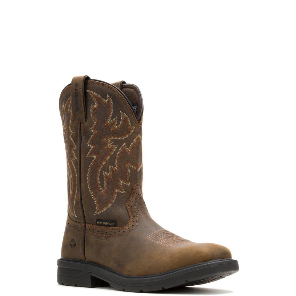 Wolverine Rancher Level Steel-Toe Pull-On Wellington Work Boot Dark Coffee Steel-Toe,W251049 Medial Image