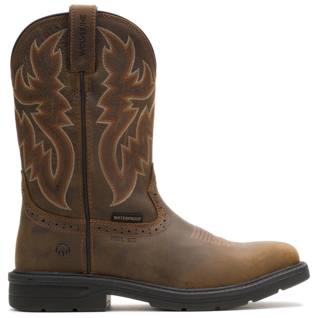 Wolverine Rancher Level Steel-Toe Pull-On Wellington Work Boot Dark Coffee Profile View