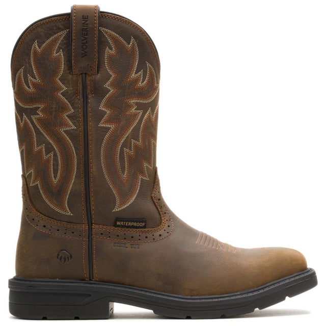 Wolverine Rancher Level Steel-Toe Pull-On Wellington Work Boot Dark Coffee Profile View