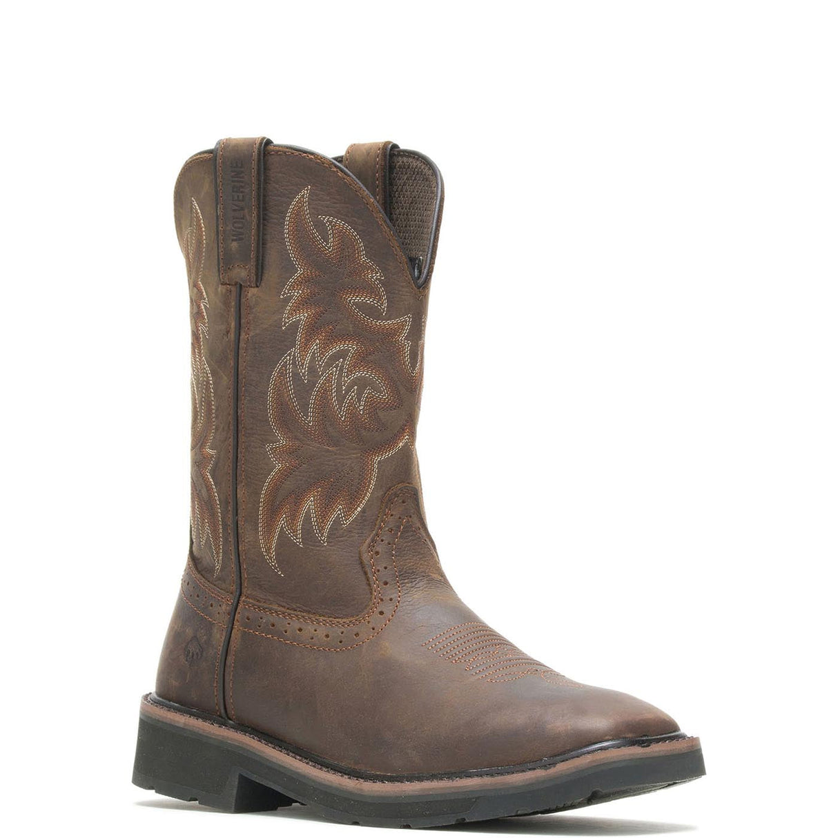 Wolverine Rancher Soft-Toe Pull-On Wellington Square Toe Work Boot Dark Brown/rust steel toe,W10704 Medial Image